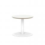 Brixworth 600mm Round Coffee Table White Top White Leg Disc Base Low CB000004