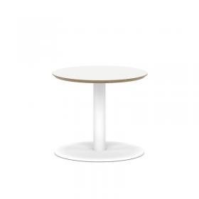 Brixworth 600mm Round Coffee Table White Top White Leg Disc Base Low CB000004