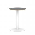 Brixworth 600mm Round Coffee Table Black Top White Leg Disc Base Medium CB000006