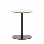 Brixworth 600mm Round Coffee Table White Top Black Leg Disc Base Medium CB000007