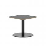Brixworth 600mm Square Coffee Table Black Top Black Leg Disc Base Low CB000009