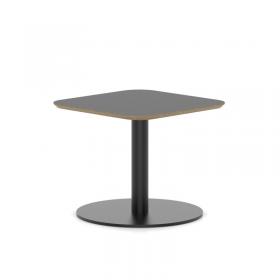 Brixworth 600mm Square Coffee Table Black Top Black Leg Disc Base Low CB000009