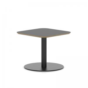 Brixworth 600mm Square Coffee Table Black Top Black Leg Disc Base Low