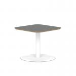 Brixworth 600mm Square Coffee Table Black Top White Leg Disc Base Low CB000010