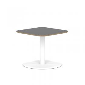 Brixworth 600mm Square Coffee Table Black Top White Leg Disc Base Low CB000010