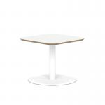 Brixworth 600mm Square Coffee Table White Top White Leg Disc Base Low CB000012