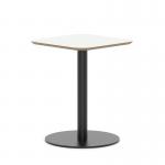 Brixworth 600mm Square Coffee Table White Top Black Leg Disc Base Medium CB000015