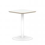 Brixworth 600mm Square Coffee Table White Top White Leg Disc Base Medium CB000016