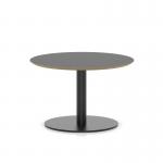 Brixworth 800mm Round Coffee Table Black Top Black Leg Disc Base Low CB000017