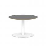 Brixworth 800mm Round Coffee Table Black Top White Leg Disc Base Low CB000018