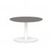 Brixworth 800mm Round Coffee Table Black Top White Leg Disc Base Low CB000018