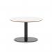 Brixworth 800mm Round Coffee Table White Top Black Leg Disc Base Low CB000019