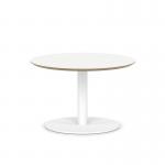 Brixworth 800mm Round Coffee Table White Top White Leg Disc Base Low CB000020