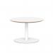 Brixworth 800mm Round Coffee Table White Top White Leg Disc Base Low CB000020