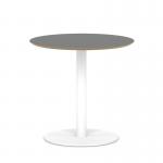 Brixworth 800mm Round Coffee Table Black Top White Leg Disc Base Medium CB000022