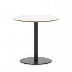 Brixworth 800mm Round Coffee Table White Top Black Leg Disc Base Medium CB000023
