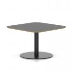 Brixworth 800mm Square Coffee Table Black Top Black Leg Disc Base Low CB000025
