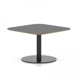 Brixworth 800mm Square Coffee Table Black Top Black Leg Disc Base Low