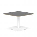 Brixworth 800mm Square Coffee Table Black Top White Leg Disc Base Low CB000026