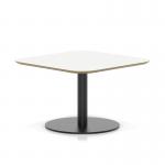 Brixworth 800mm Square Coffee Table White Top Black Leg Disc Base Low CB000027