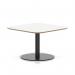Brixworth 800mm Square Coffee Table White Top Black Leg Disc Base Low CB000027