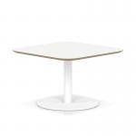 Brixworth 800mm Square Coffee Table White Top White Leg Disc Base Low CB000028