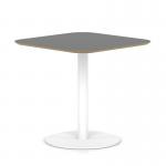 Brixworth 800mm Square Coffee Table Black Top White Leg Disc Base Medium CB000030
