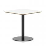 Brixworth 800mm Square Coffee Table White Top Black Leg Disc Base Medium CB000031