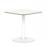 Brixworth 800mm Square Coffee Table White Top White Leg Disc Base Medium CB000032