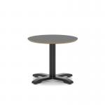 Brixworth 600mm Round Coffee Table Black Top Black Leg Cross Base Low CB000033