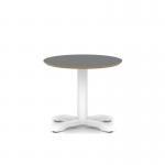 Brixworth 600mm Round Coffee Table Black Top White Leg Cross Base Low CB000034