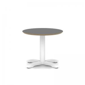 Brixworth 600mm Round Coffee Table Black Top White Leg Cross Base Low