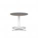Brixworth 600mm Round Coffee Table Black Top White Leg Cross Base Low CB000034