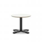 Brixworth 600mm Round Coffee Table White Top Black Leg Cross Base Low CB000035