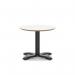 Brixworth 600mm Round Coffee Table White Top Black Leg Cross Base Low CB000035