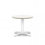 Brixworth 600mm Round Coffee Table White Top White Leg Cross Base Low CB000036