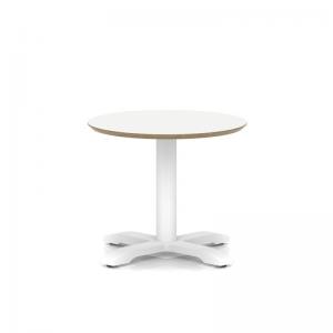 Brixworth 600mm Round Coffee Table White Top White Leg Cross Base Low