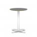 Brixworth 600mm Round Coffee Table Black Top White Leg Cross Base Medium CB000038