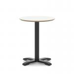Brixworth 600mm Round Coffee Table White Top Black Leg Cross Base Medium CB000039
