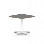 Brixworth 600mm Square Coffee Table Black Top White Leg Cross Base Low CB000042