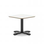 Brixworth 600mm Square Coffee Table White Top Black Leg Cross Base Low CB000043