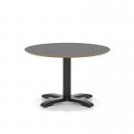 Brixworth 800mm Round Coffee Table Black Top Black Leg Cross Base Low CB000049