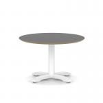 Brixworth 800mm Round Coffee Table Black Top White Leg Cross Base Low CB000050