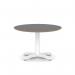Brixworth 800mm Round Coffee Table Black Top White Leg Cross Base Low CB000050
