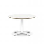 Brixworth 800mm Round Coffee Table White Top White Leg Cross Base Low CB000052