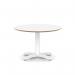 Brixworth 800mm Round Coffee Table White Top White Leg Cross Base Low CB000052