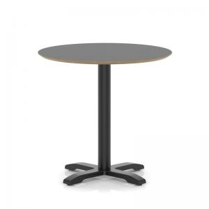 Brixworth 800mm Round Coffee Table Black Top Black Leg Cross Base