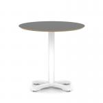 Brixworth 800mm Round Coffee Table Black Top White Leg Cross Base Medium CB000054