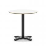 Brixworth 800mm Round Coffee Table White Top Black Leg Cross Base Medium CB000055