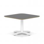 Brixworth 800mm Square Coffee Table Black Top White Leg Cross Base Low CB000058